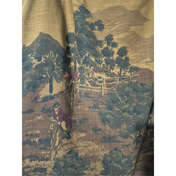 Talbots 100% wool Chablis horse western Equestrian Field fox hunters print 18 - Picture 2 of 12